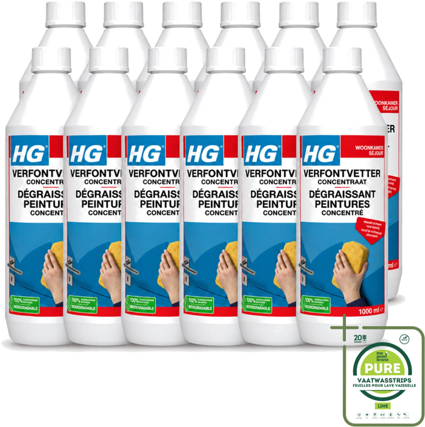 12 x HG - Verf Ontvetter Concentraat - Krachtige Ontvetter - 1L - Grootverpakking - Verf Ontvetter - Ontvettingsmiddel - Vetvrij Maken - Schilderen Voorbereiden - Schuren Vermijden