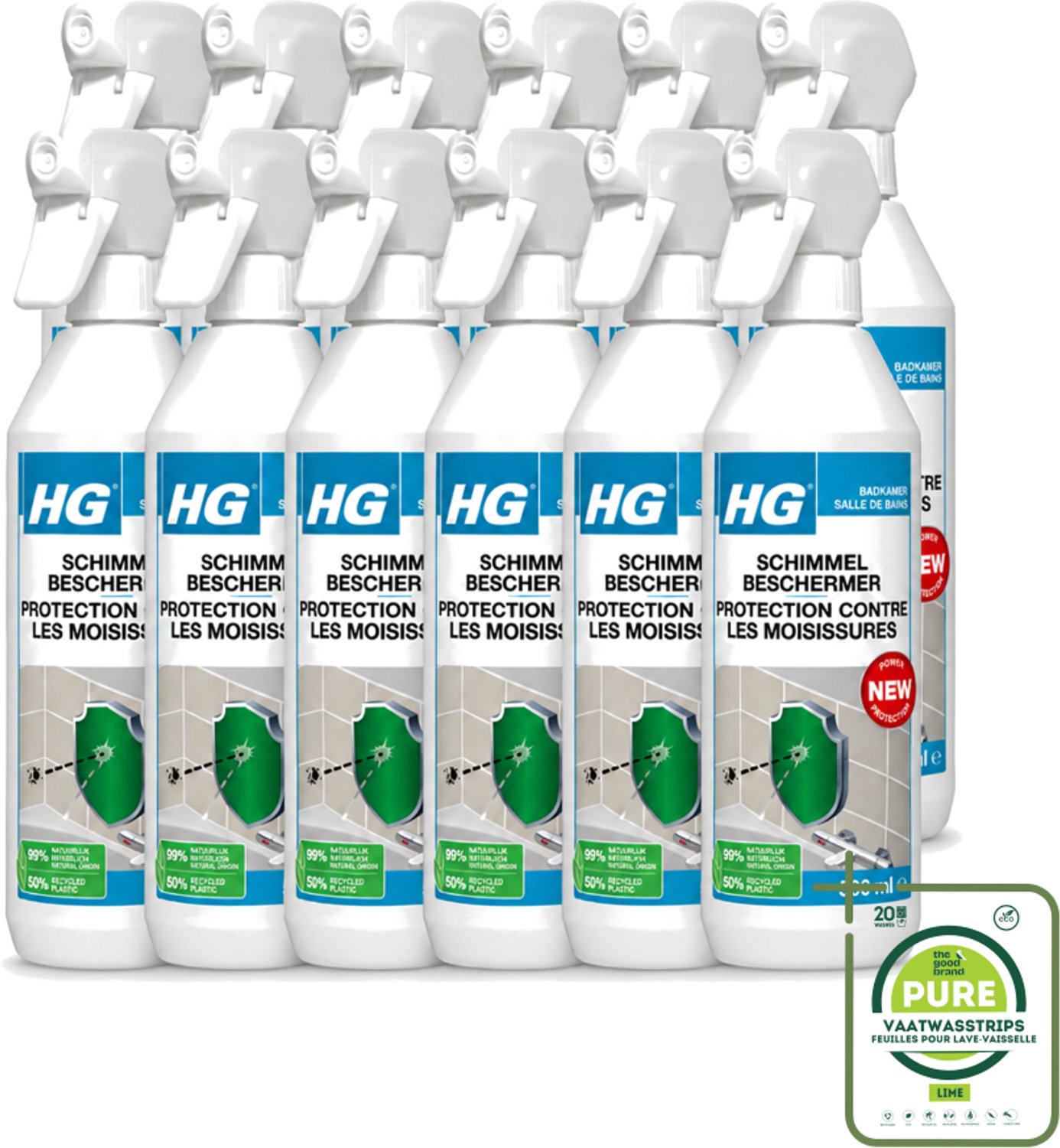 12 x HG - Badkamer - Schimmel Beschermer - Sterk Beschermend - 500 ml - Grootverpakking - Schimmelbescherming - Vochtbescherming - Schimmelgroei - Badkamerbescherming - Vochtplekken