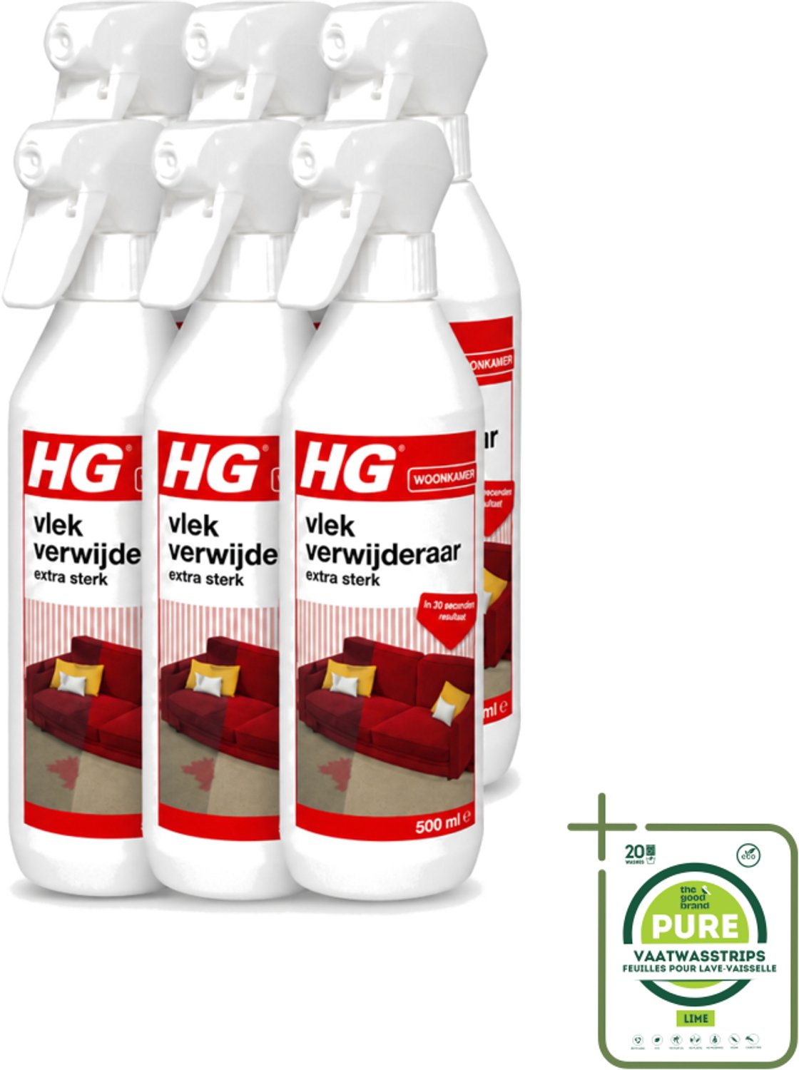 6 x HG - Woonkamer - Vlekverwijderaar Extra Sterk - In 30 Seconden Resultaat - 500 ml - Grootverpakking - Vlekverwijderaar - Vlekken Verwijderen - Vlekken Verwijderen Snel - Vlekken Verwijderen Effectief - Vlekken Verwijderen In 30 Seconden