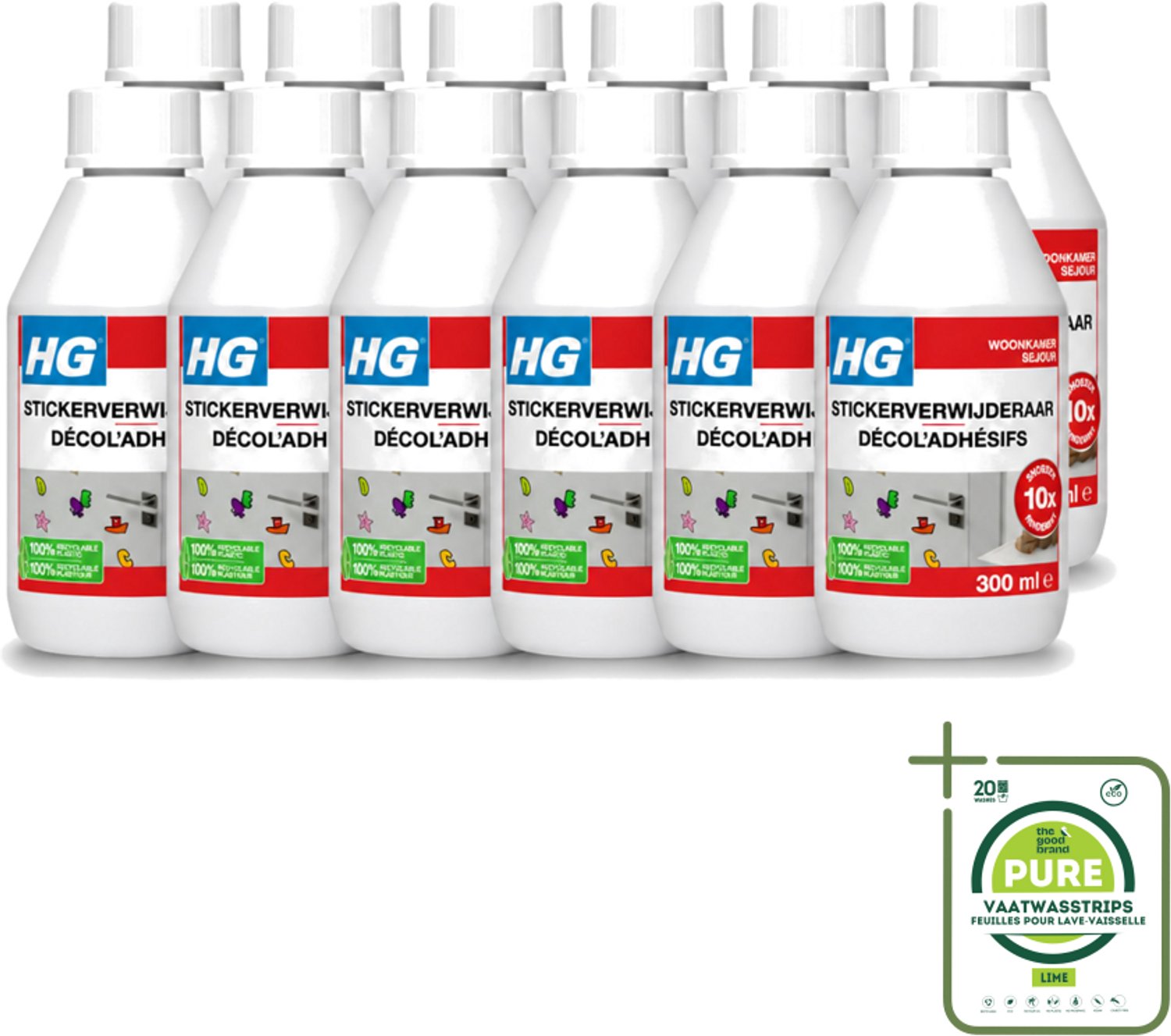12 x HG - Stickerverwijderaar - Meest Effectief - Verwijdert Eenvoudig - 300 ml - Grootverpakking - Stickerverwijderaar - Stickerlijm Verwijderen - Hakstrepen Verwijderen - Teerspatten Verwijderen - Smeervlekken Verwijderen