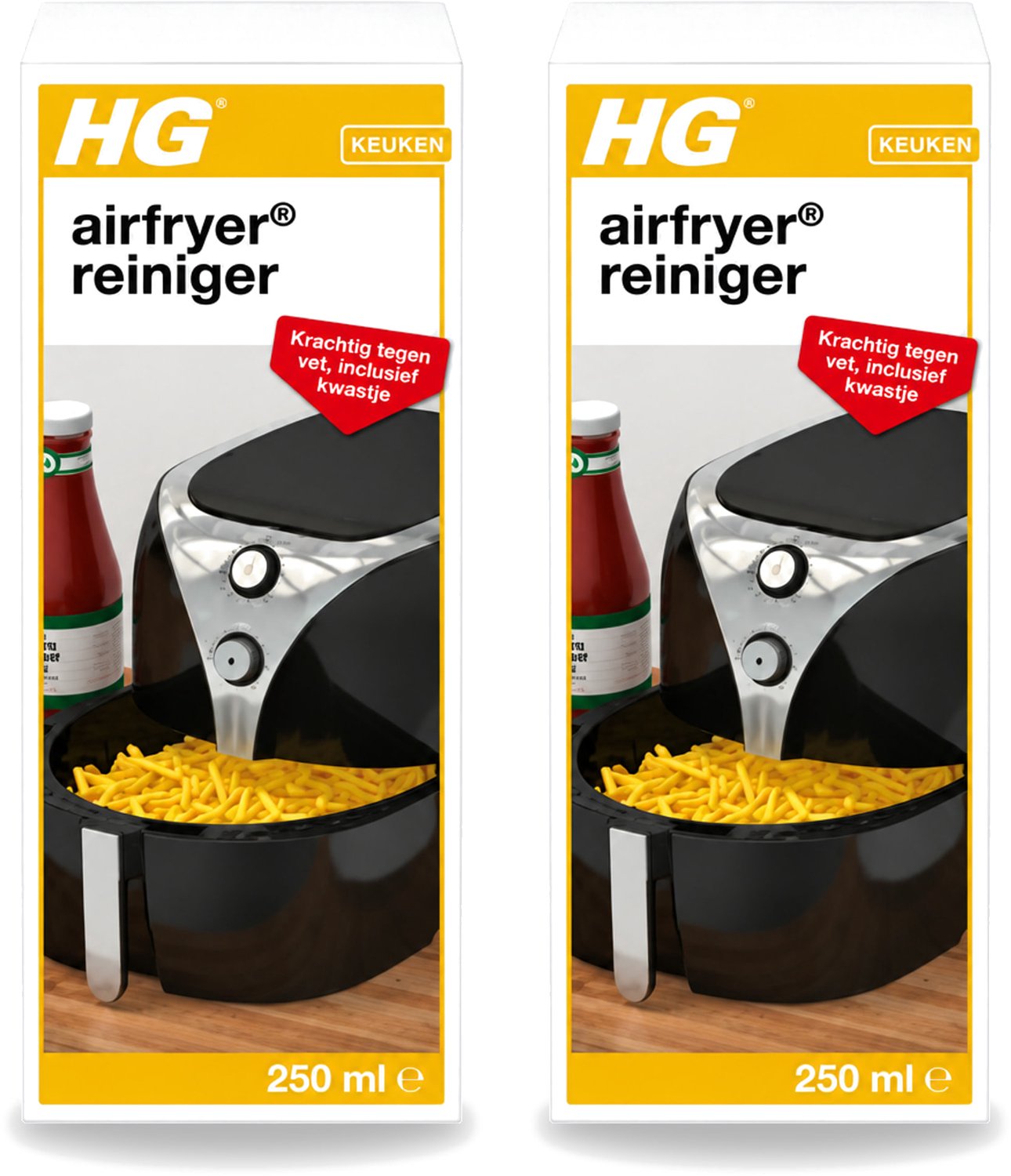 2 x HG - Airfryer Reiniger - Krachtig Tegen Vet - Inclusief Kwastje - 5 Schoonmaakbeurten - 250 ml - Voordeelverpakking - 2 stuks