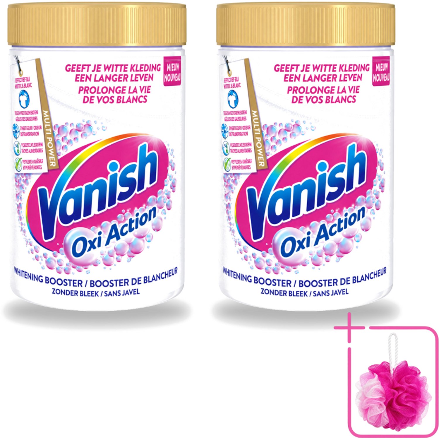 2 x Vanish Oxi Action - Vlekkenverwijderaar Poeder - Zonder Bleek - Witte Was - 710 Gram - Bulkverpakking - Vlekkenverwijderaar - Douchemop - Witte was