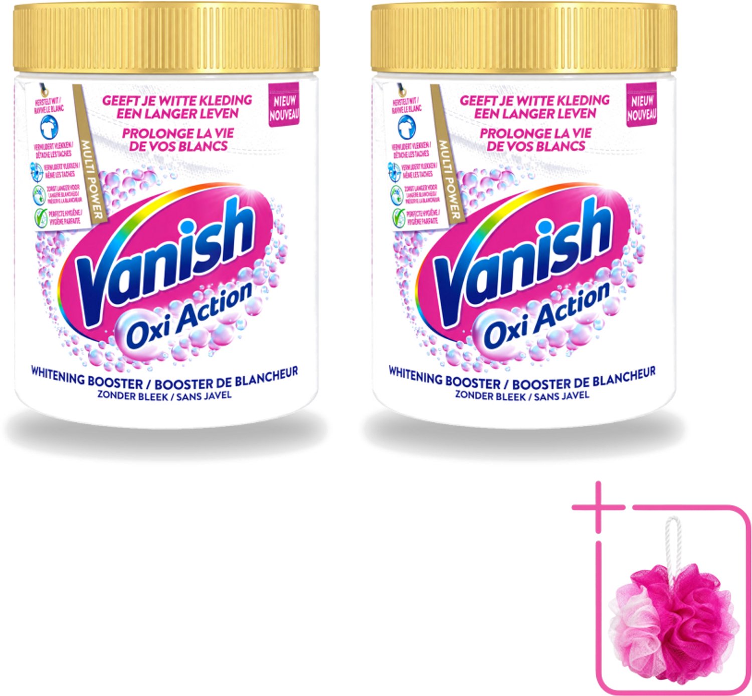2 x Vanish Oxi Action - Vlekkenverwijderaar Poeder - Zonder Bleek - Witte Was - 550 Gram - Bulkverpakking - Vlekkenverwijderaar - Douchemop - Witte was