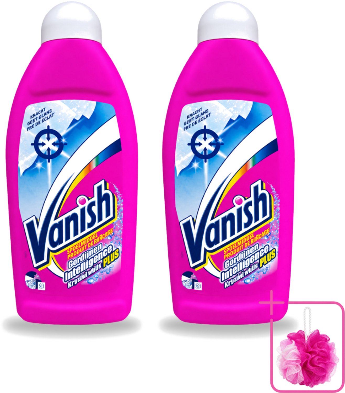 2 x Vanish Gordijnen - Kristalwit - Wasmiddel - Zonder Chloor - Witte Was - 500 ml - Bulkverpakking - Gordijnen reinigen - Douchemop - Witte gordijnen