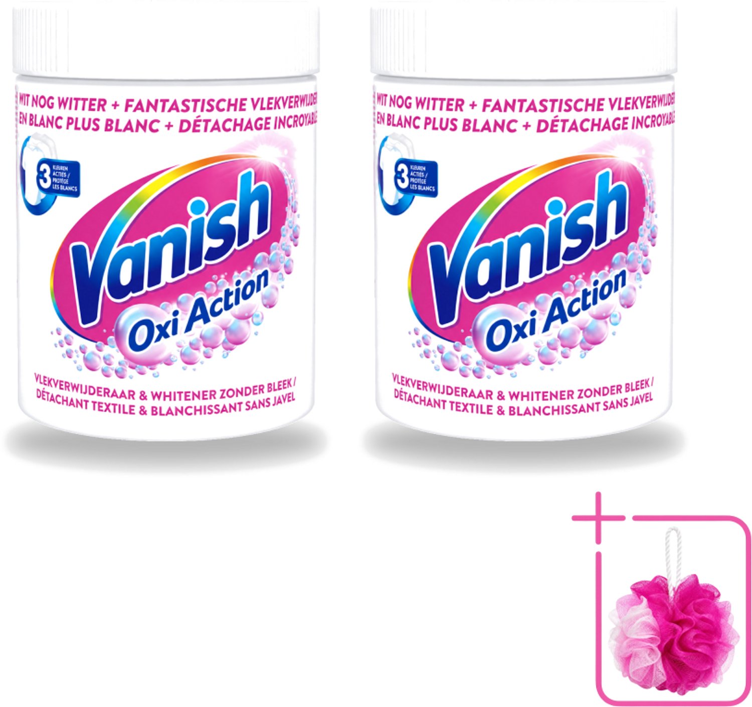 2 x Vanish Oxi Action - Vlekkenverwijderaar Poeder - Zonder Bleek - Witte Was - 550 Gram - Bulkverpakking - Witte was - Douchemop - Vlekkenverwijderaar