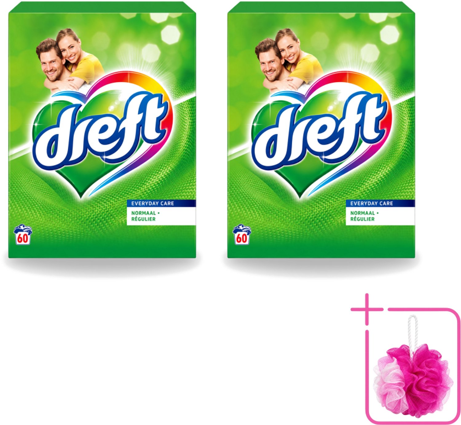 2 x Dreft - Everyday Care - Waspoeder - Gekleurde Was - Original - 60 Wasbeurten - Bulkverpakking - Waspoeder - Douchemop - Gekleurde was