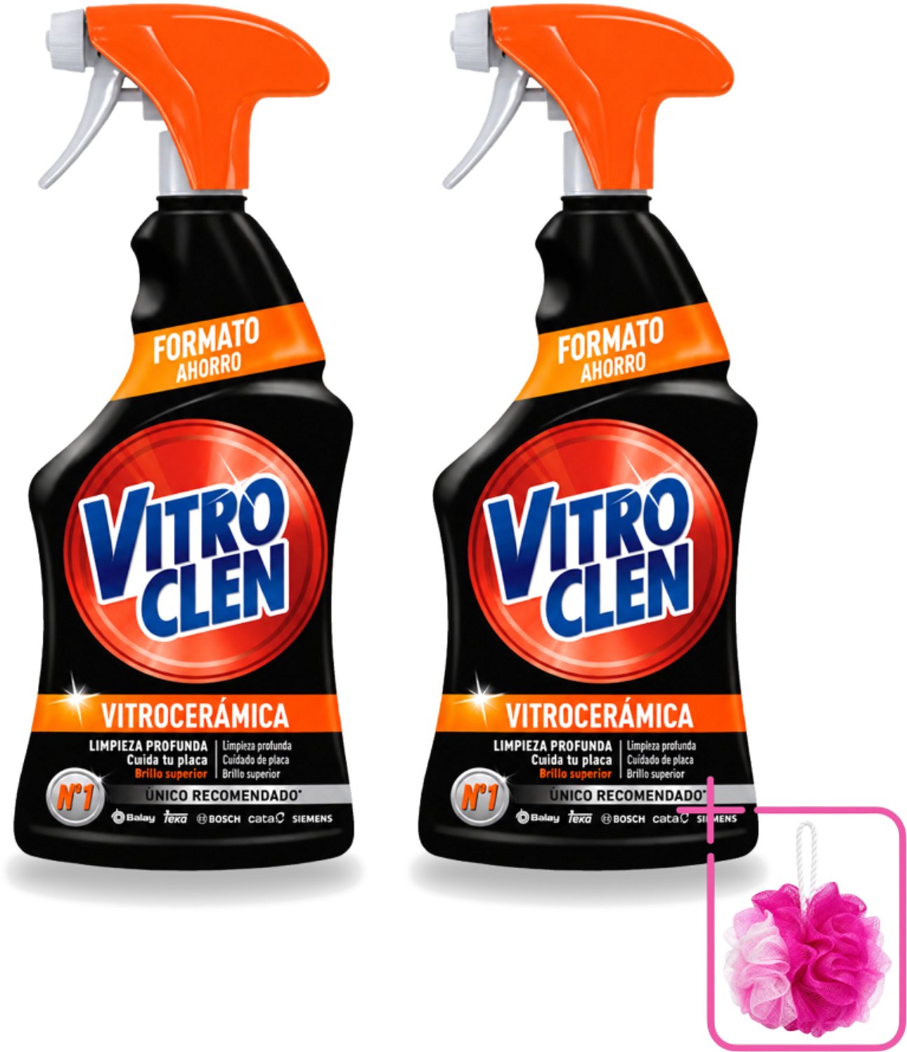 2 x Vitroclen - Keramische Kookplaatreiniger - Spray - 450 ml - Bulkverpakking - Keramische kookplaat reinigen - Douchemop - Kookplaat reinigen