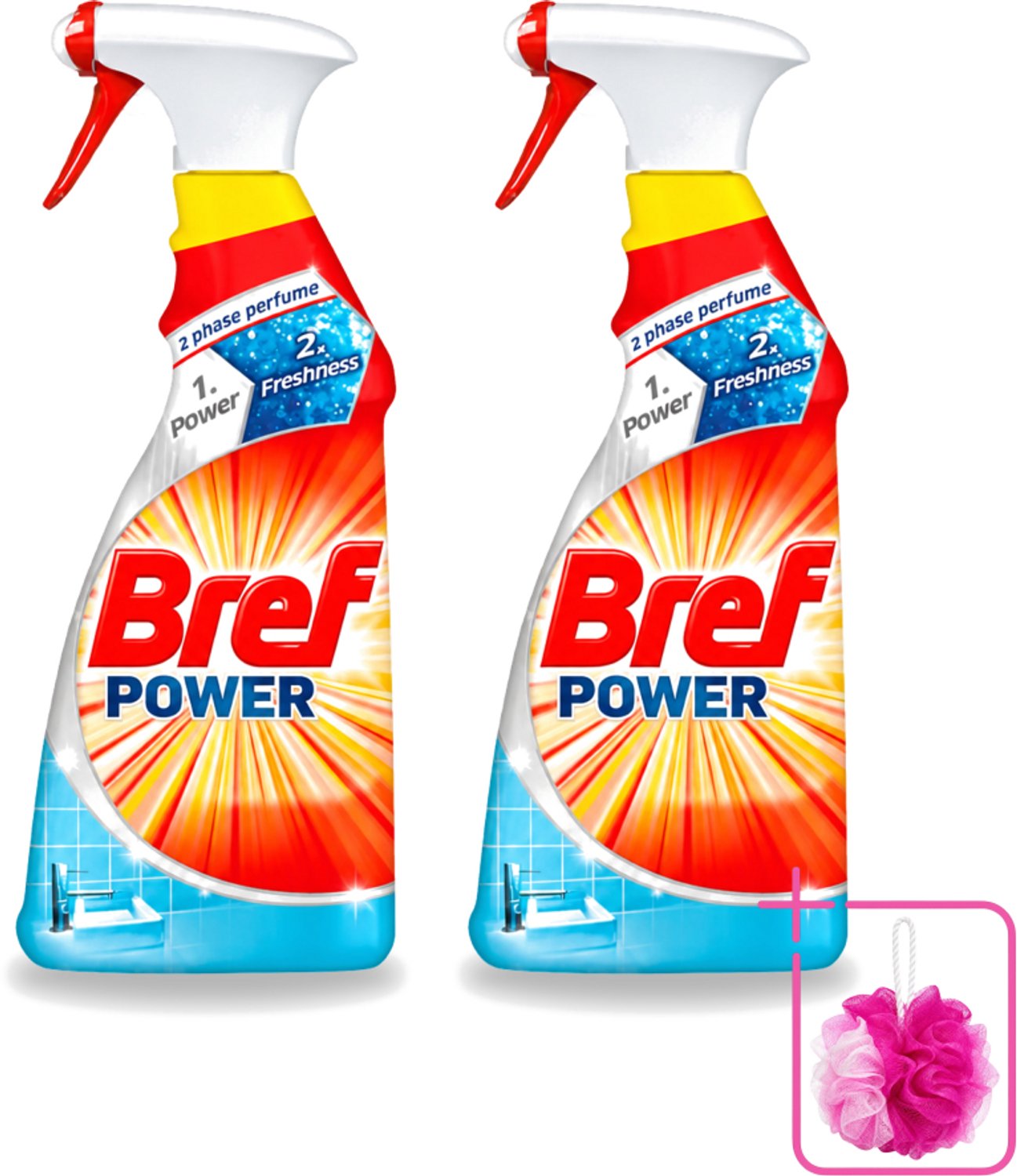 2 x Bref Power - Badkamerreiniger - Spray - Anti-Kalk & Vuil - Fris - 750 ml - Bulkverpakking - Kalk verwijderen - Douchemop - Vuil verwijderen