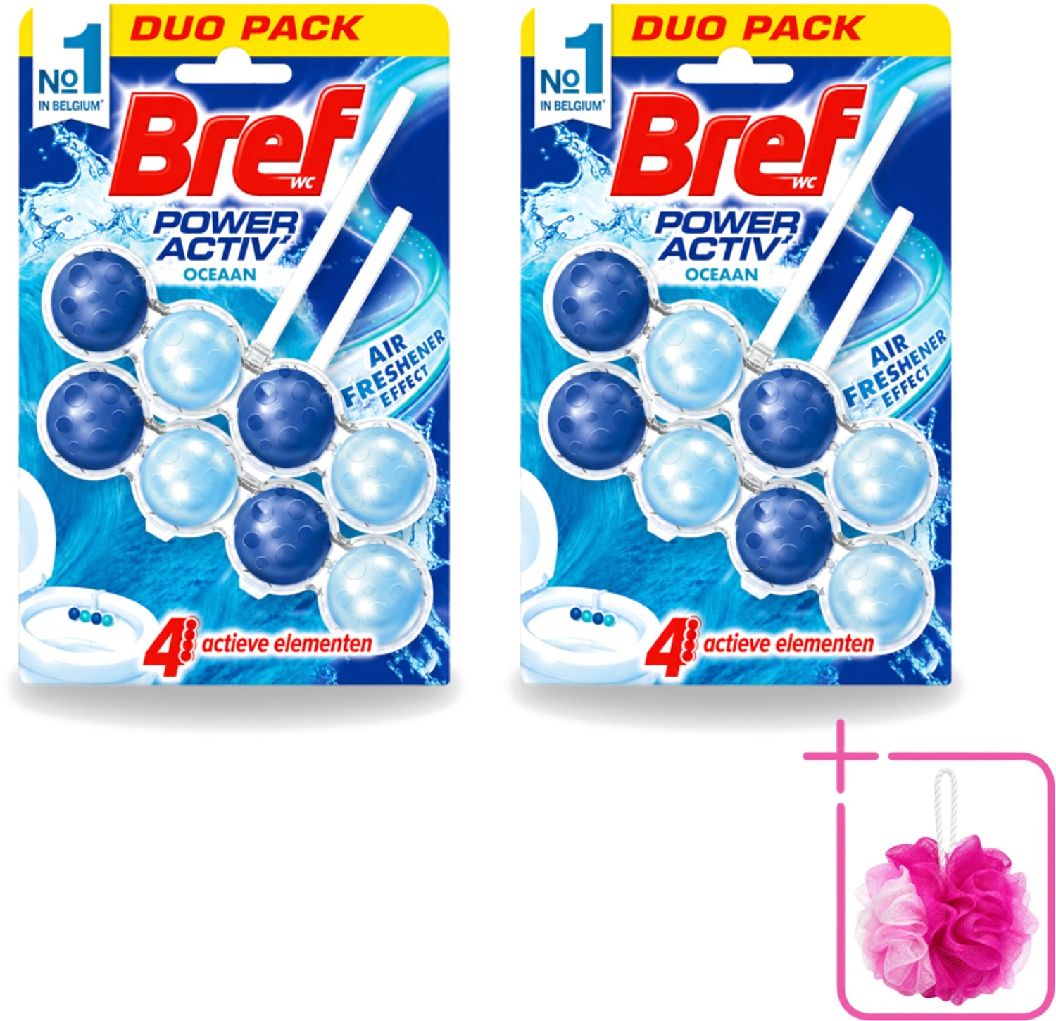 2 x Bref WC - Power Activ+ - Toiletblok - Oceaan - 2 Blokken - Bulkverpakking - Toilet reinigen - Douchemop - Toilet schoon houden