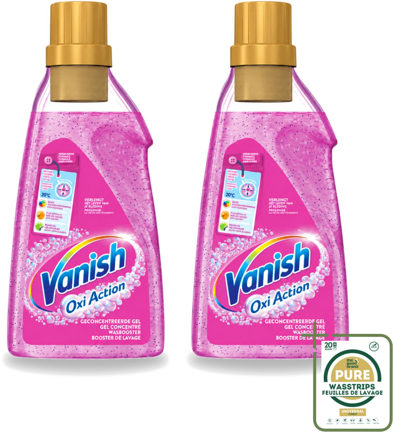 2 x Vanish Oxi Action - Vlekkenverwijderaar Gel - Voor Gekleurde Was - 30 Wasbeurten - Wasstrips - Vlekverwijderaar - Wasbooster - Kleurbehoud - Geurverfrissing - Wasbeurt