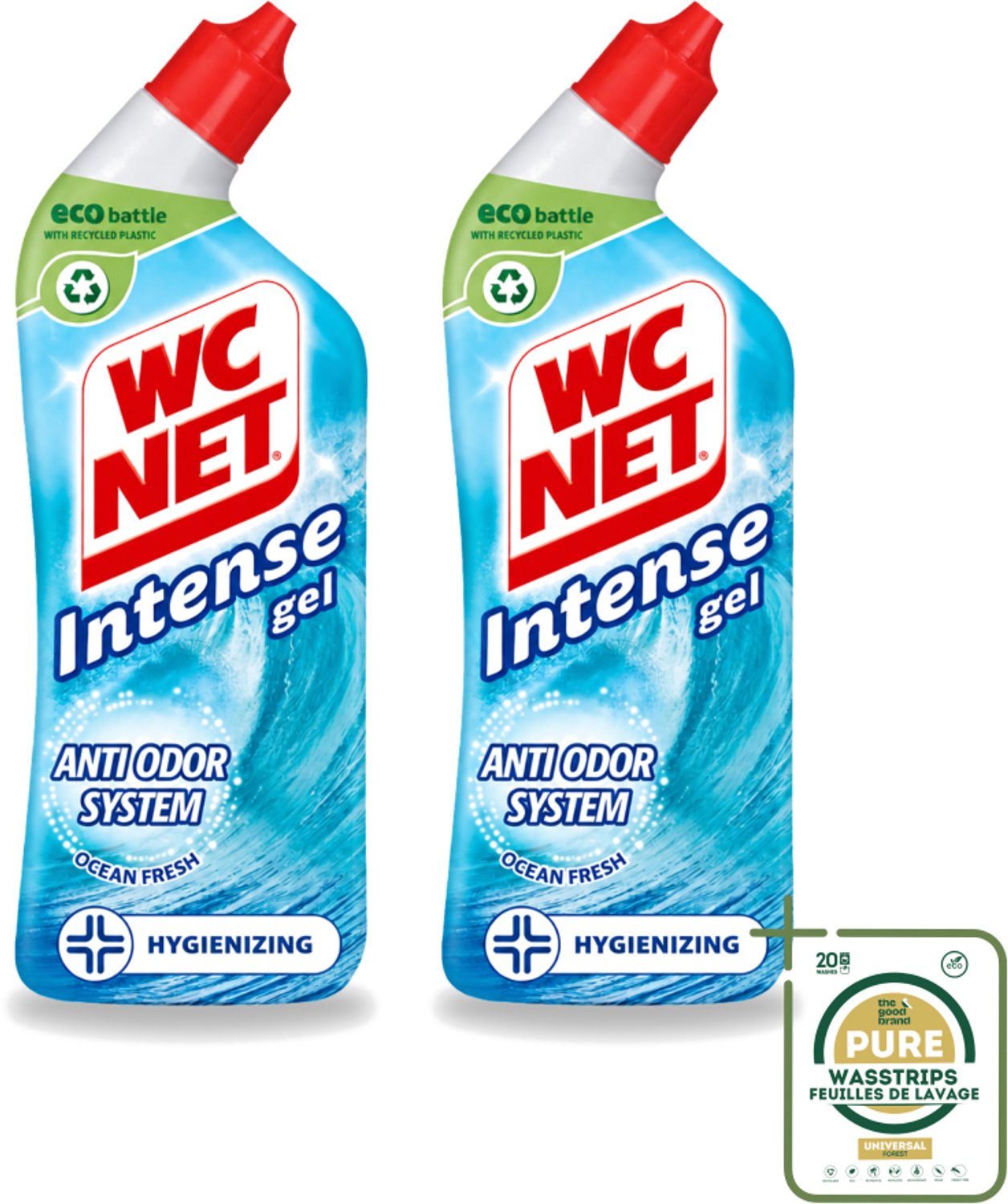 2 x WC Net - Toiletreiniger - Gel - Ocean Fresh - Verwijderd Geuren - 750 ml - Wasstrips - WC Net - Toilet Reinigen - Geur Verwijderen - Oceaangeur - Anti-geur