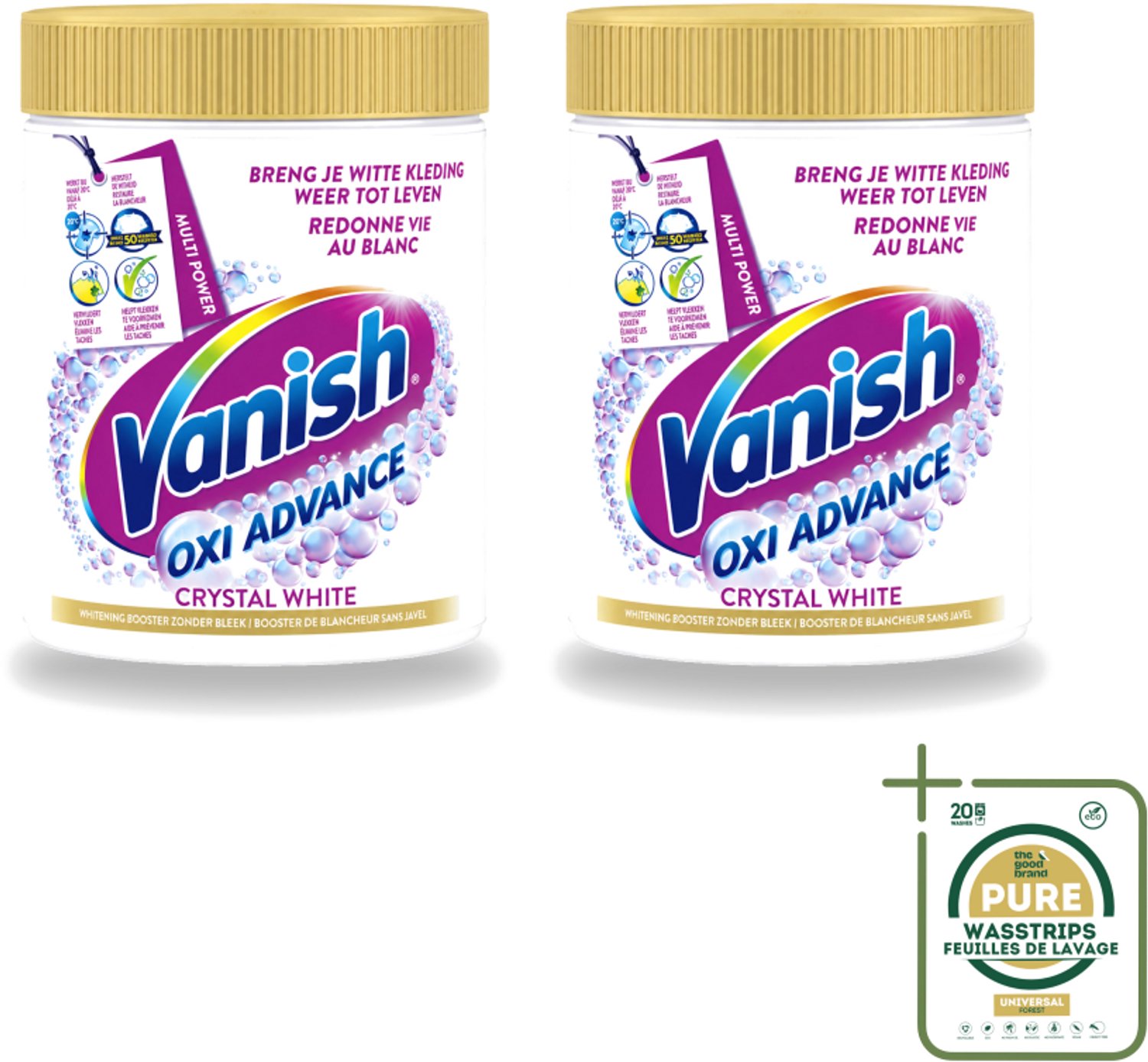 2 x Vanish Oxi Advance - Kristalwit - Vlekkenverwijderaar Poeder - Witte Was - 840 Gram - Wasstrips - Wit Was - Vlekkenverwijderaar - Witte Was - Vlekkenverwijderen - Wasmiddel