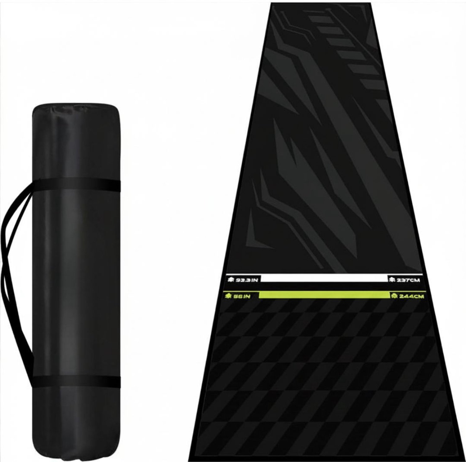 KIRA® Dartmat - Heavy Duty Dart-Tapijt - Dartbordmat met Draagtas - Dart-Vloerbeschermingsmat - Zwart - 120cm x 120cm x 3cm