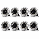 Suntac Solar Grondspots Buiten – 8 Stuks – 12 LED – Warm Wit – IP65 – RVS Zilver