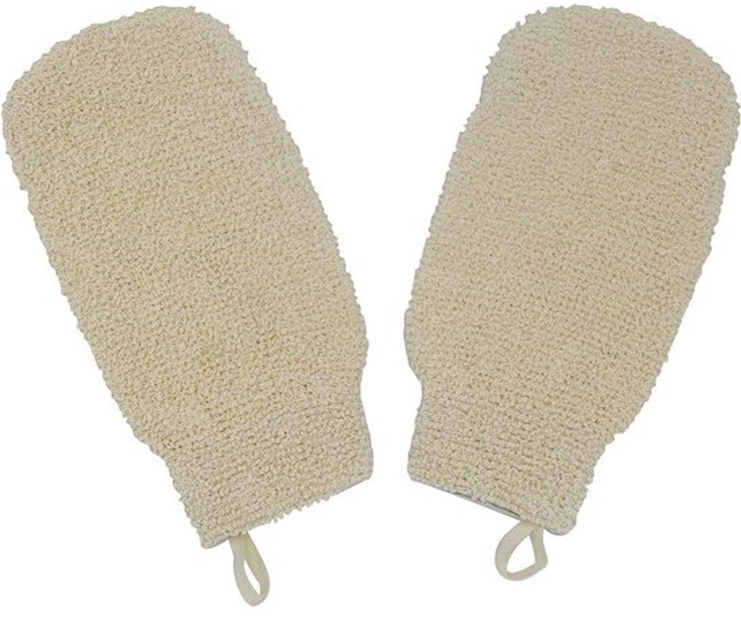 Katoenen Ramie Handschoen - Exfoliërende Wanten - Huid Reinigen - Dubbelzijdig - 22 x 11 cm - Wit