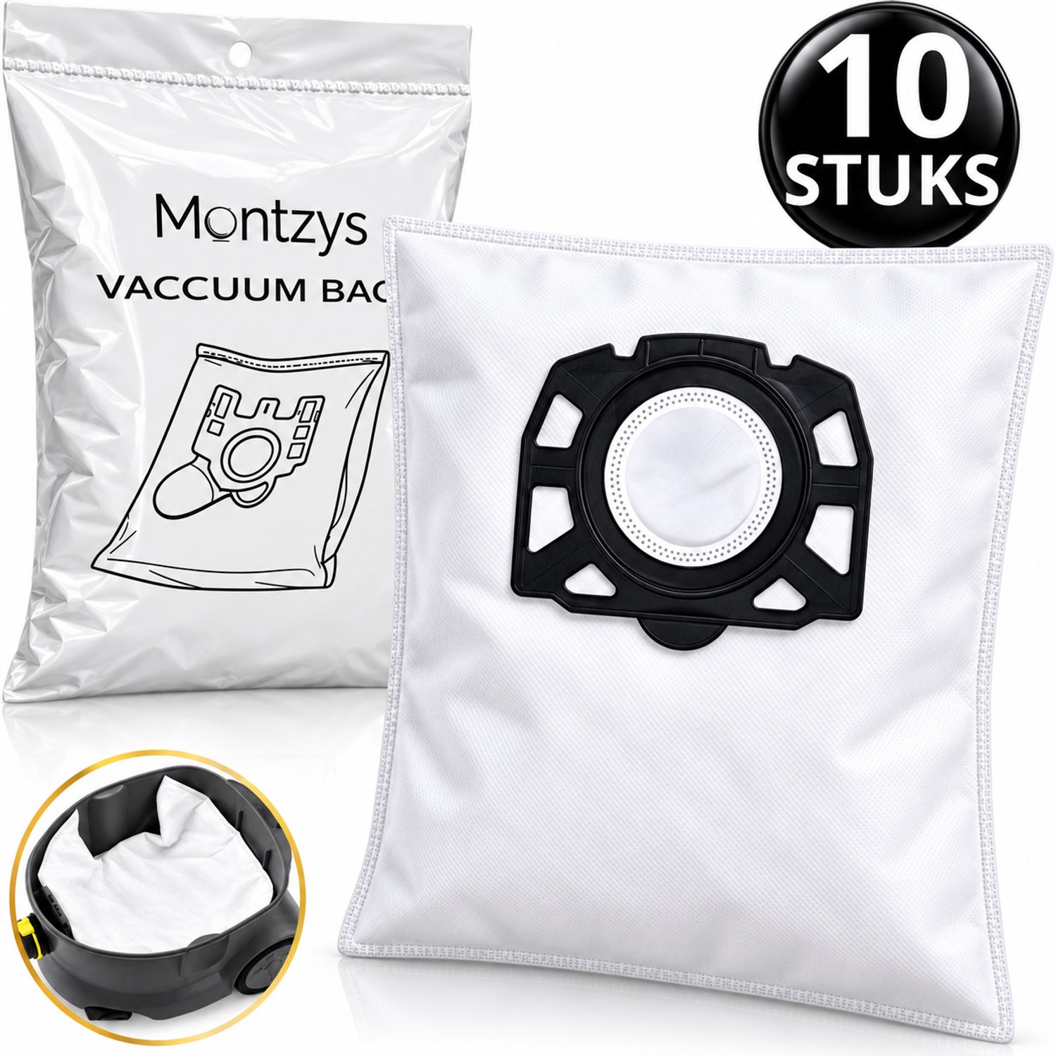 Montzys® Stofzuigerzakken Geschikt voor Kärcher WD4, WD5 & WD6 - 10 Stuks - Stofzuiger Zakken - Geschikt voor Karcher Nat- en Droogzuiger