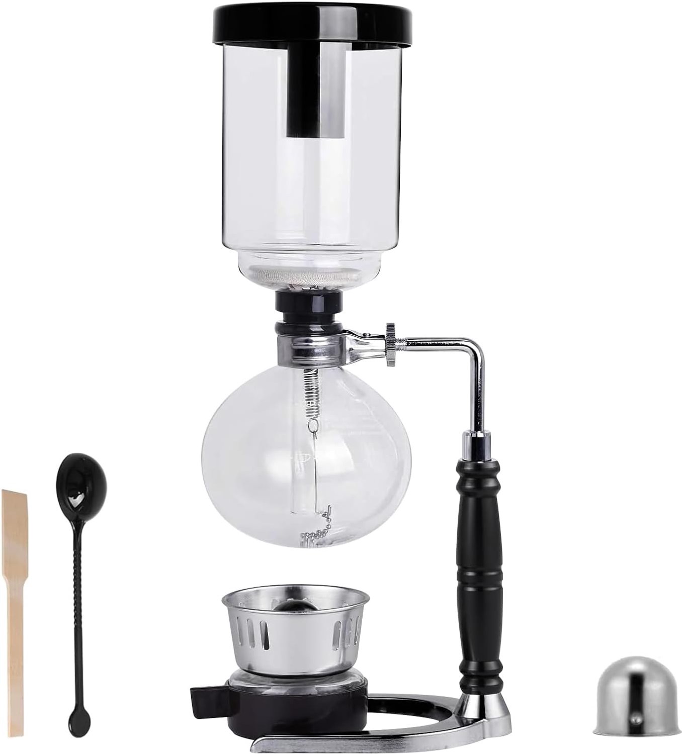 SnelShoppen - Siphon Vacuum Koffiemaker 5 Kopjes 600 ml - Hoogwaardige Borosilicaatglas - Handgebrande Koffie - Hittebestendig - Visueel Brouwen - Kof
