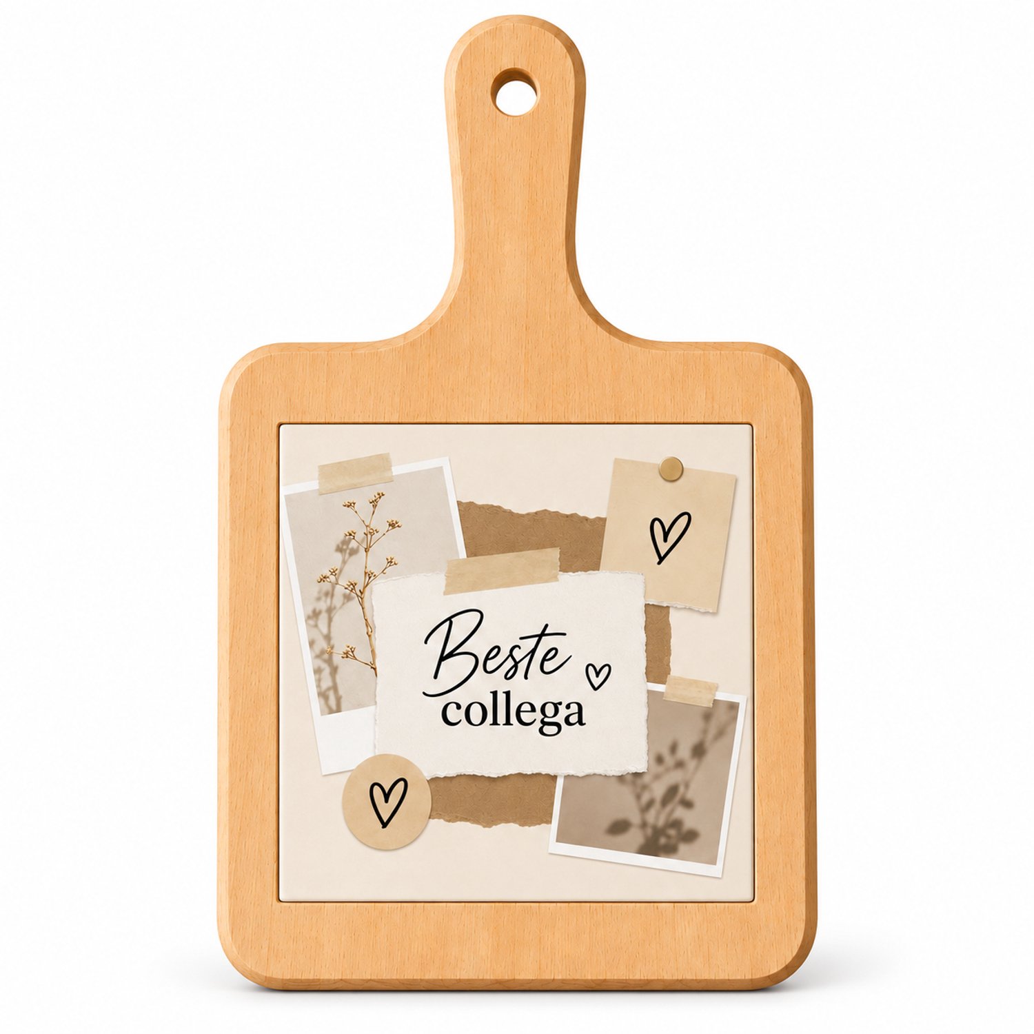 Kaasplank Beste Collega – 18 x 31 cm – Houten Serveerplank met Tegel – Cadeau voor Collega
