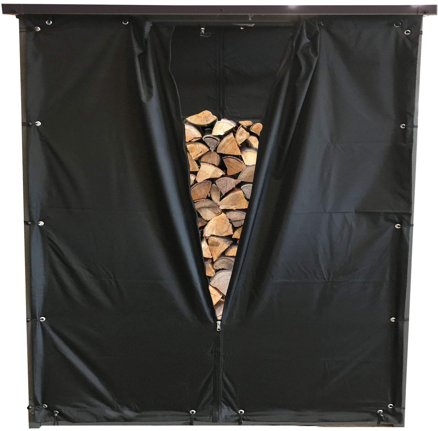Famanu – Weerbestendige set voor haardhoutrek XXL 185 x 70 x 185 cm, PVC zwart