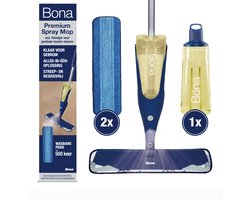 Bona Premium Spray Mop - Alles-in-1 Dweilsysteem - Vloerwisser met Spray - Inclusief Geoliede Houten Vloer Reiniger & 2 Microvezel Reinigingspads - Dweil - Streeploos - Sneldrogend