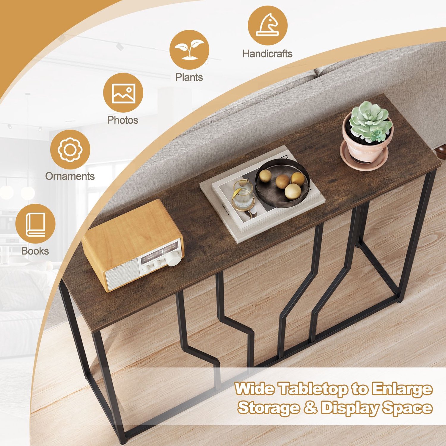 SureDeal® - Consoletafel - Smalle Console Tafel - Hallen Ingangen Woonkamers - 110x30x80 cm - Koffiebruin
