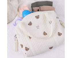 SnelShoppen - Norhogo Geborduurde Luiertas - Universele Draagbare Luiertas voor Pasgeborenen - Elegante Luiertas met Schouderriem - Beige Kleur - Idea