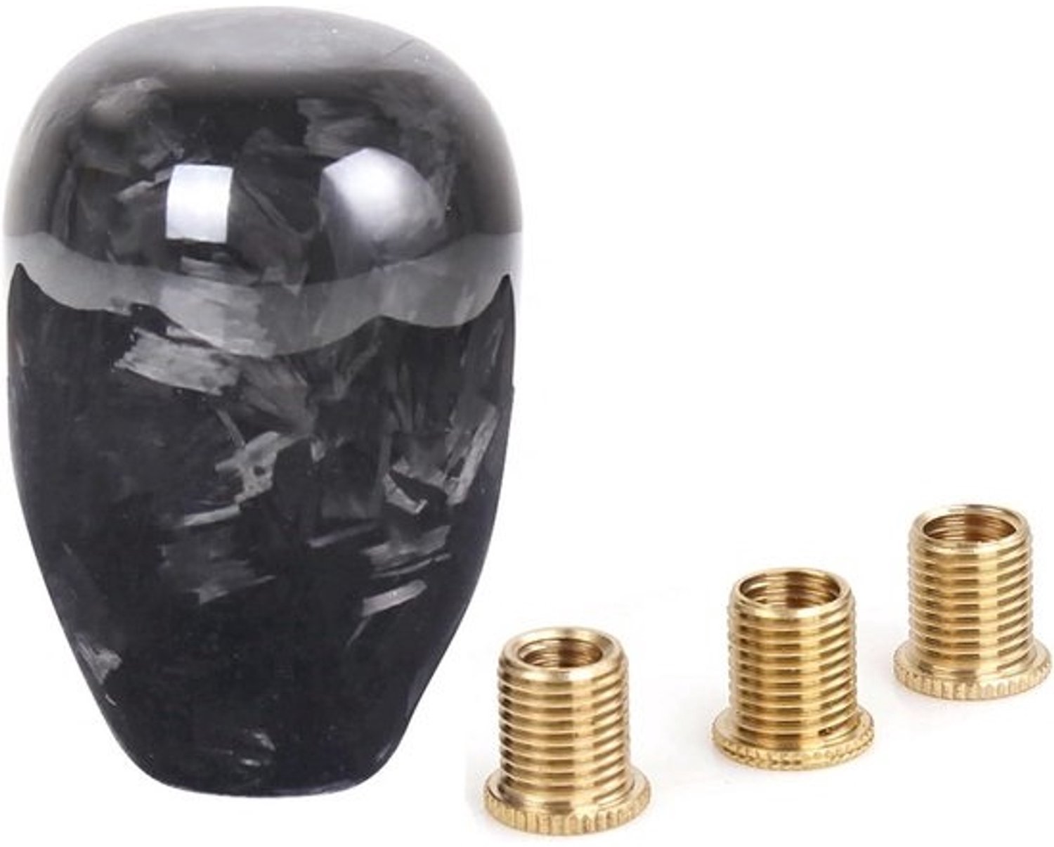 Universele Versnellingspookknop Koolstofvezel Ovaal Zwart met 3 Adapters