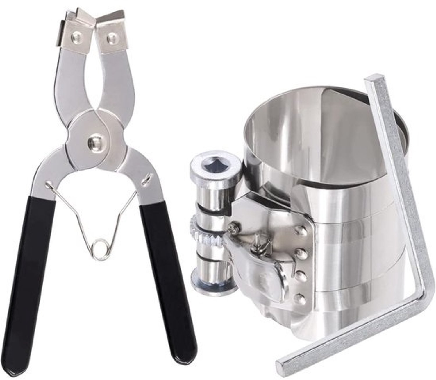 Zuigerveer Compressor Set - Motor Reparatie Tools - Auto Motor Onderhoud - Verstelbare Veiligheid Schroeven - 3 Inch Bereik - Zilver