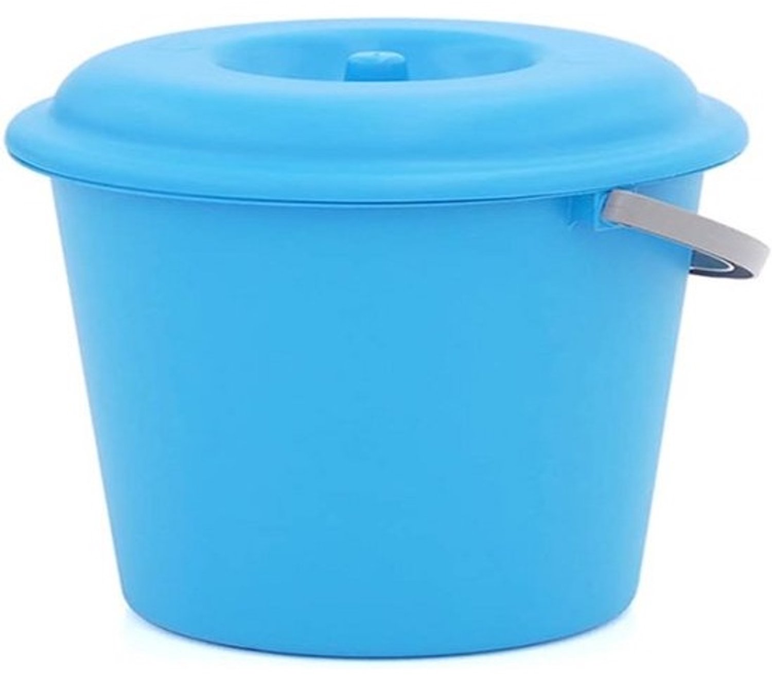 Afvalemmer met deksel - Prullenbak rond - Huishoudelijk afval - Hygiënisch in gebruik - 16 Liter - Blauw