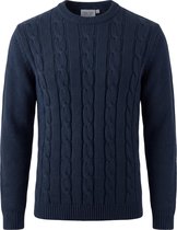 Vercate - Crewneck Trui Heren - Donkerblauw - Heavyweight Kabeltrui - Sweater / Pullover - Regular Fit - Maat M