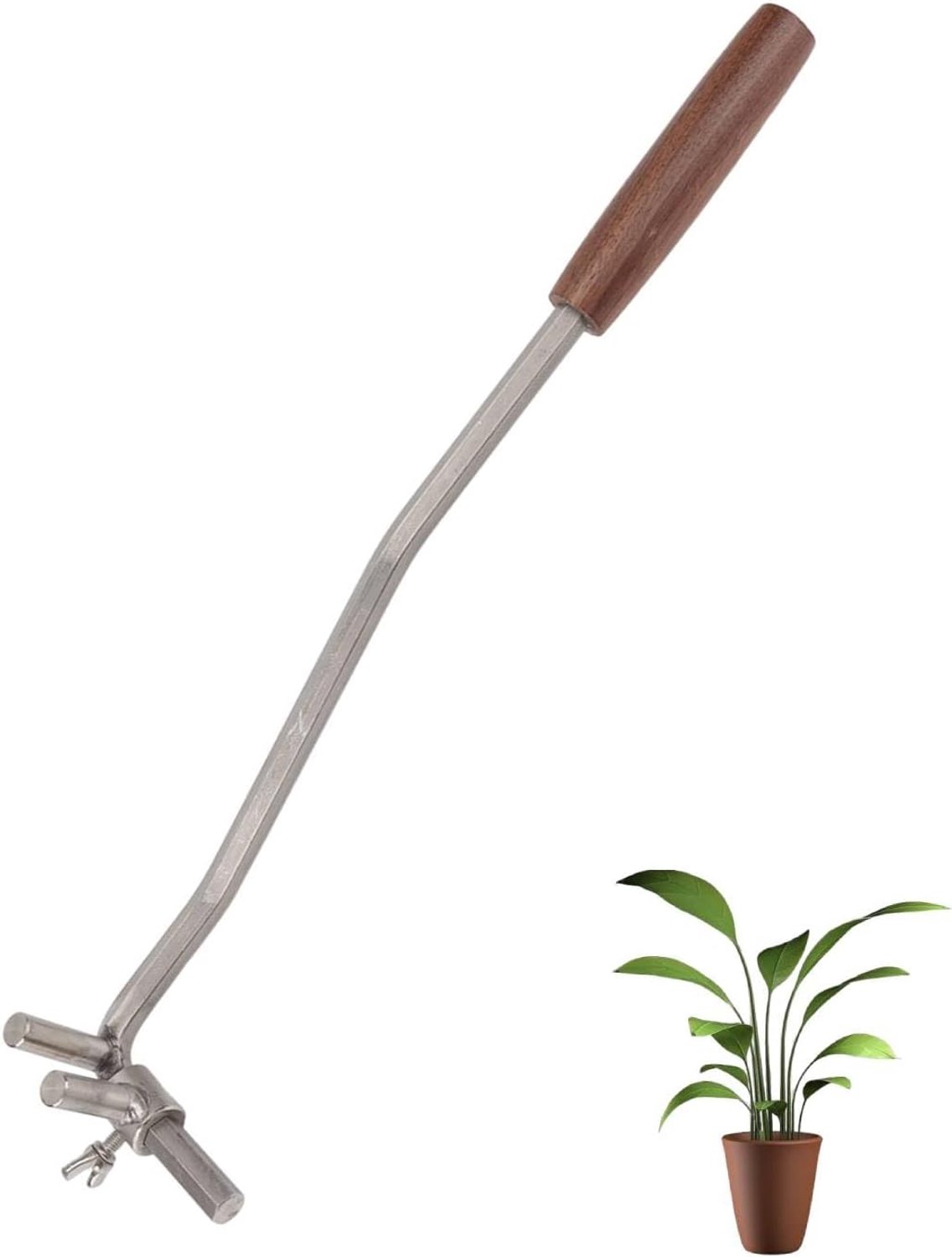 Bonsai-buiggereedschap 10 mm - roestvrij staal met walnootgreep - duurzaam en betrouwbaar - perfect voor tuin en erf - ShopVlot
