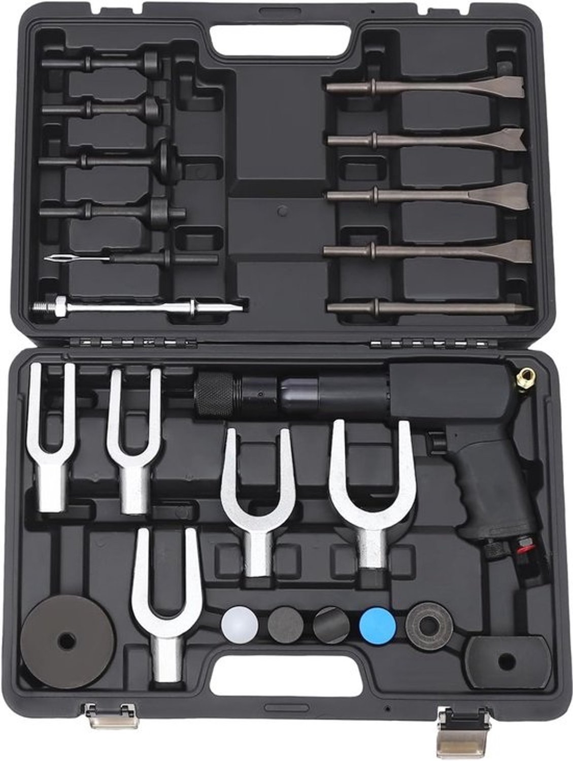 Perslucht beitelhamer set - Luchthamer pneumatisch - Auto reparatie - Inclusief draagtas - 45x30x12 cm tas - Zwart