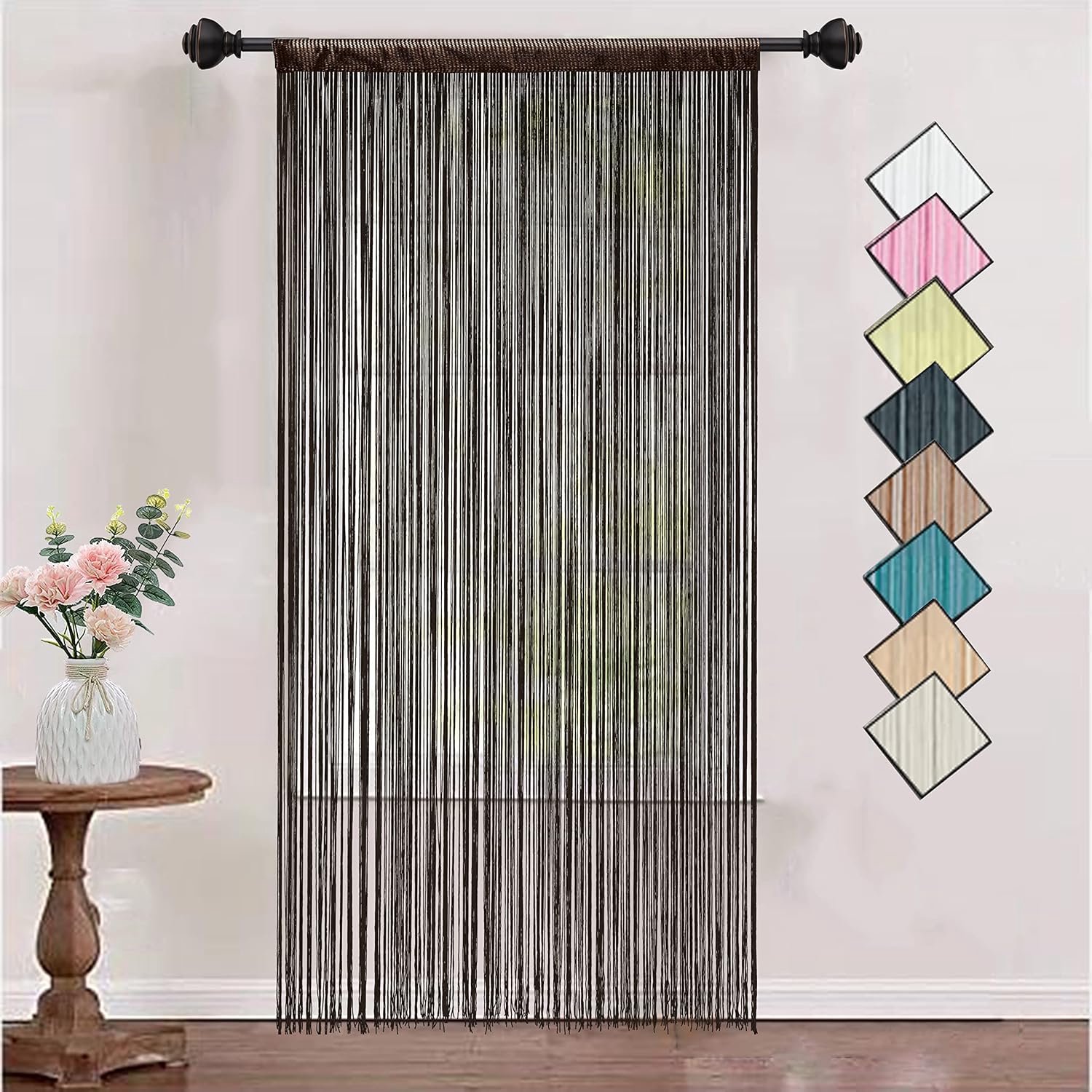 Knopgordijn 90cm breed - polyester franje - privacy en lichtdoorlatend - Homevero