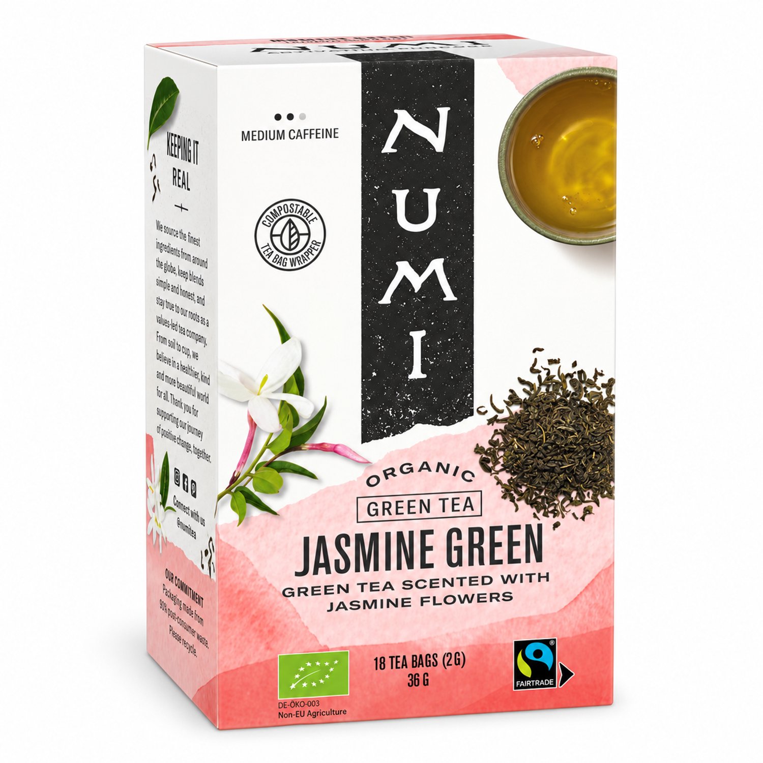 Numi Biologische Jasmine Green – Biologische Groene Thee met Jasmijn - 6 doosjes thee