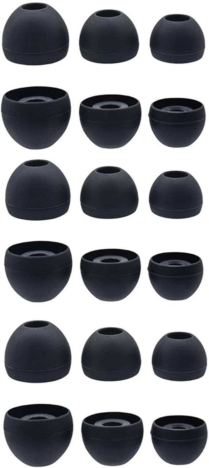 SnelShoppen - Vervangende Oordopjes, 9 Paar (18 Stuks), Silicone Oordopjes, Universeel, Geschikt voor de meeste Merken (Zwart, S/M/L 3 Maten)