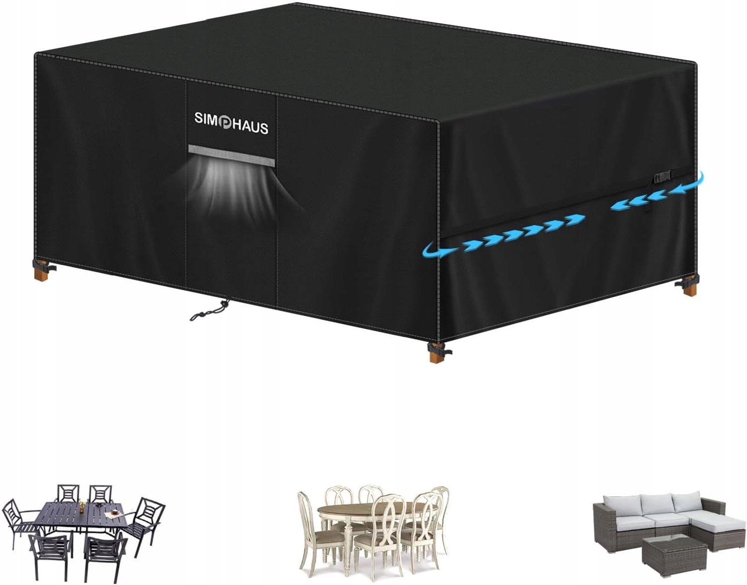 Waterdichte Tuinmeubelhoes 140x100x90 cm - Beschermhoes voor Tafel & Stoelen