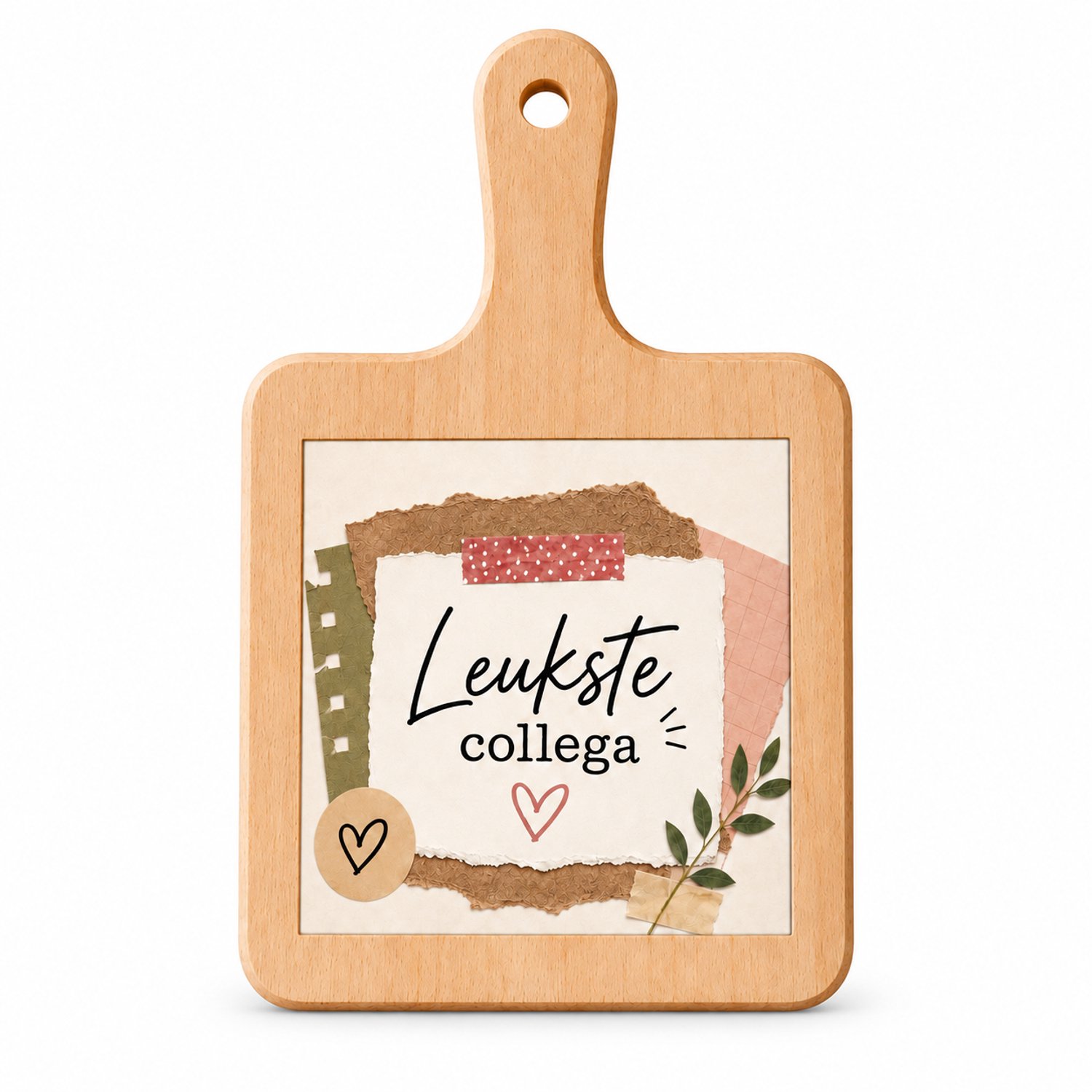 Kaasplank Leukste Collega – 18 x 31 cm – Houten Serveerplank met Tegel – Cadeau voor Collega