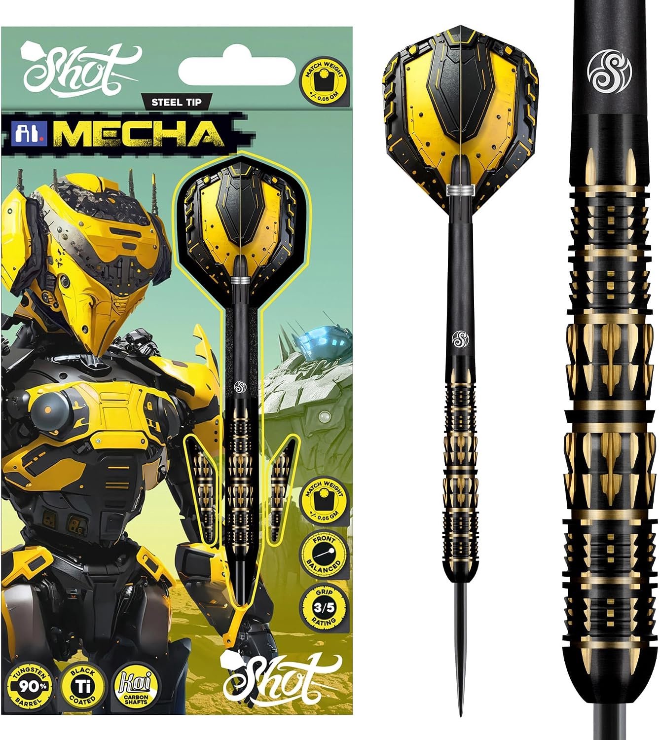 Darts 25g - 90% tungsten - mecha design - voor precisie spel - ShopVlot