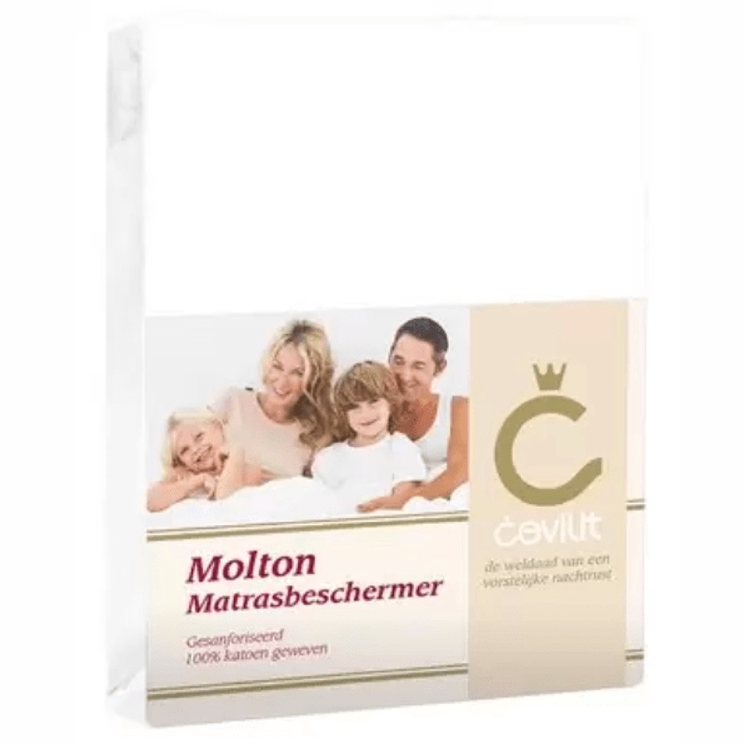 Cevilit Molton 430 Grams - 140 x 200 - Extra Zware kwaliteit - Molton Hoeslaken - Rondom elastiek - Hoekhoogte 40 cm - Wit
