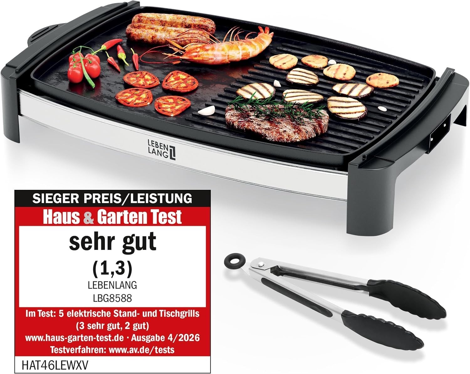 Elektrische Tafelgrill - Zwart - 45 x 30 cm - Met Anti-aanbaklaag - Voor Binnen en Buiten