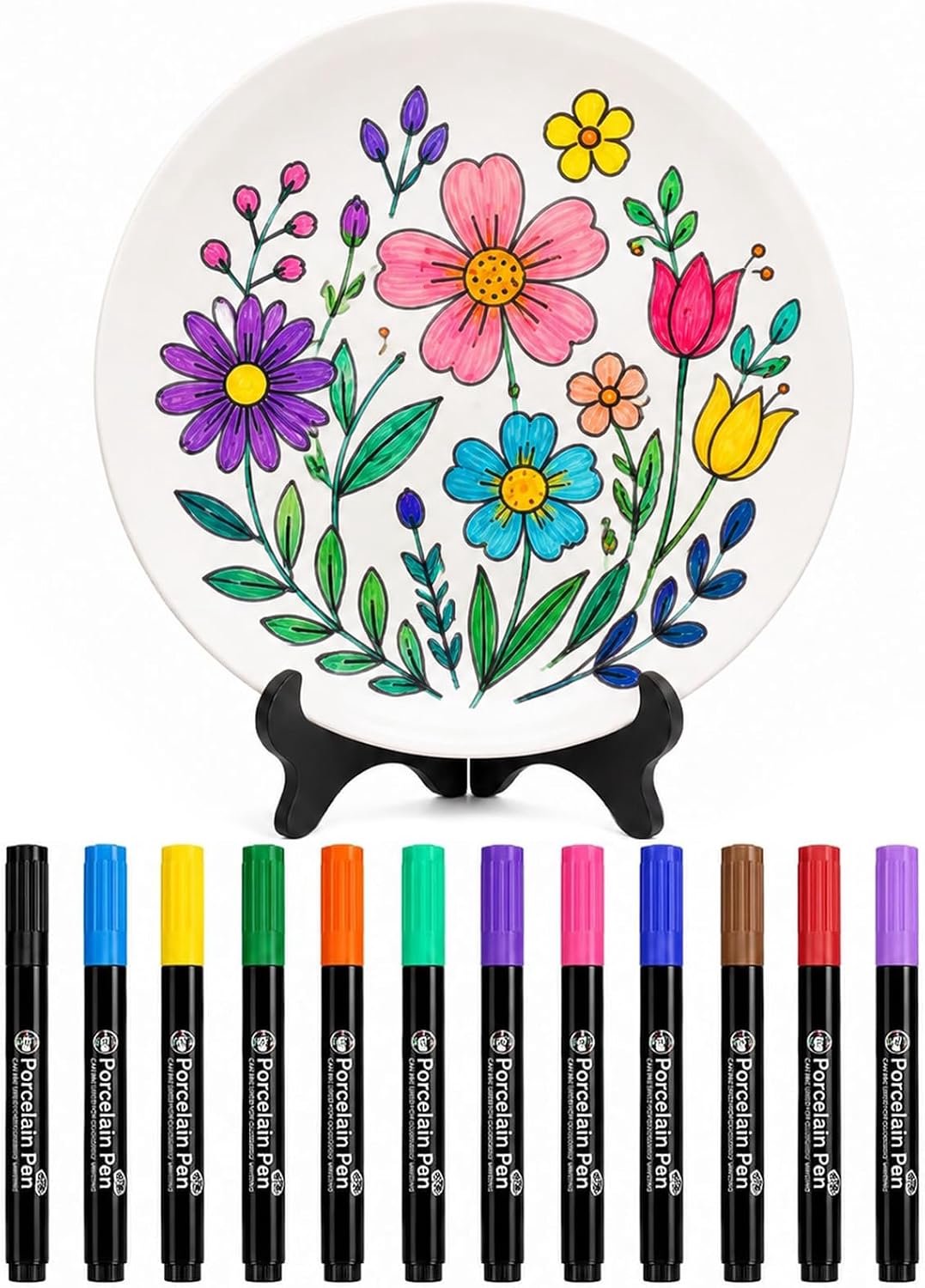 Keramische schilderset - 17,8 cm plaat - wit - creatief ontwerpen - ShopVlot