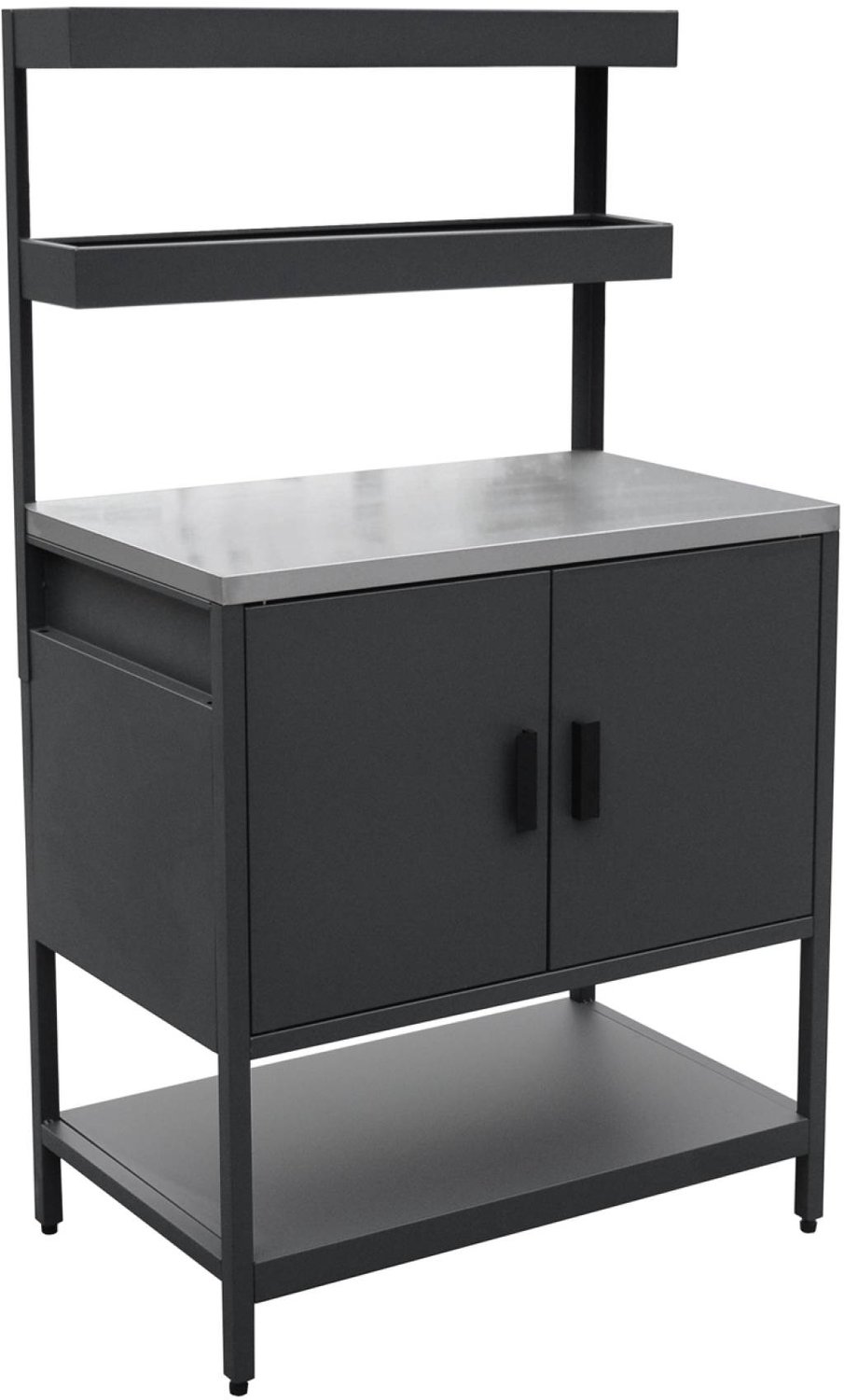 sweeek - Buitenkeukenmodule met 2 deuren en 2 hangende planken staal 80x51x142cm - naxos
