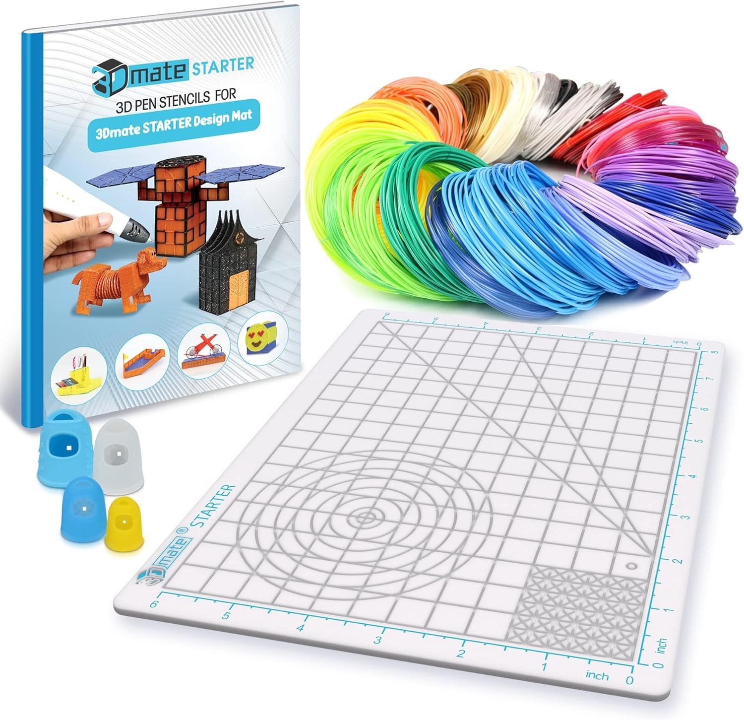 Filament Set - Verschillende Kleuren - 1,75 mm - PLA Kunststof met Siliconenmat en Stencilboek - Voor 3D-Pennen