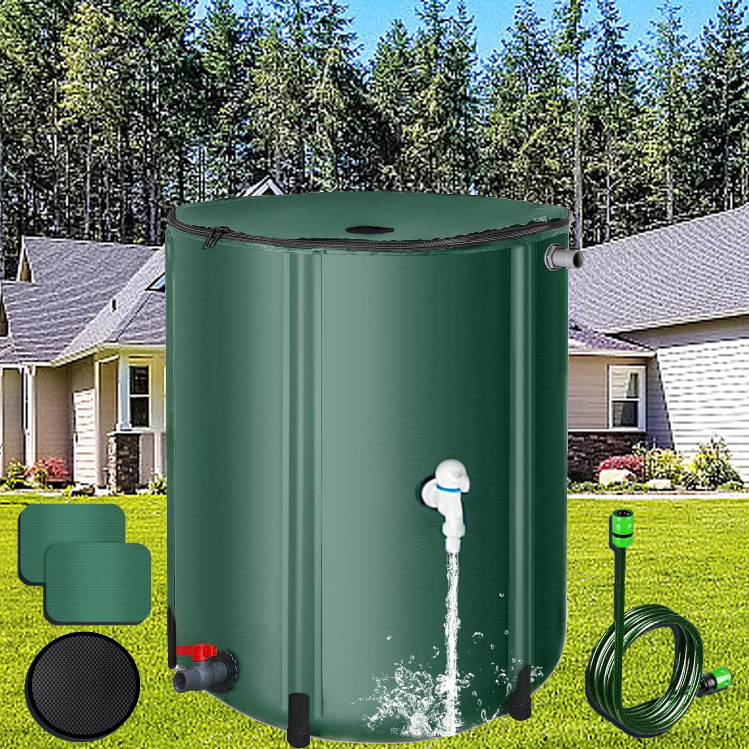 WDEC 50L Opvouwbare Regenton, Kraan Tuin Regenton Regenwater Verzamelsysteem, Draagbare Regenwater Verzameling - ShopVlot