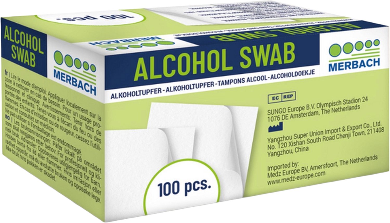 Merbach Alcoholdoekjes 65x30mm, 100 stuks
