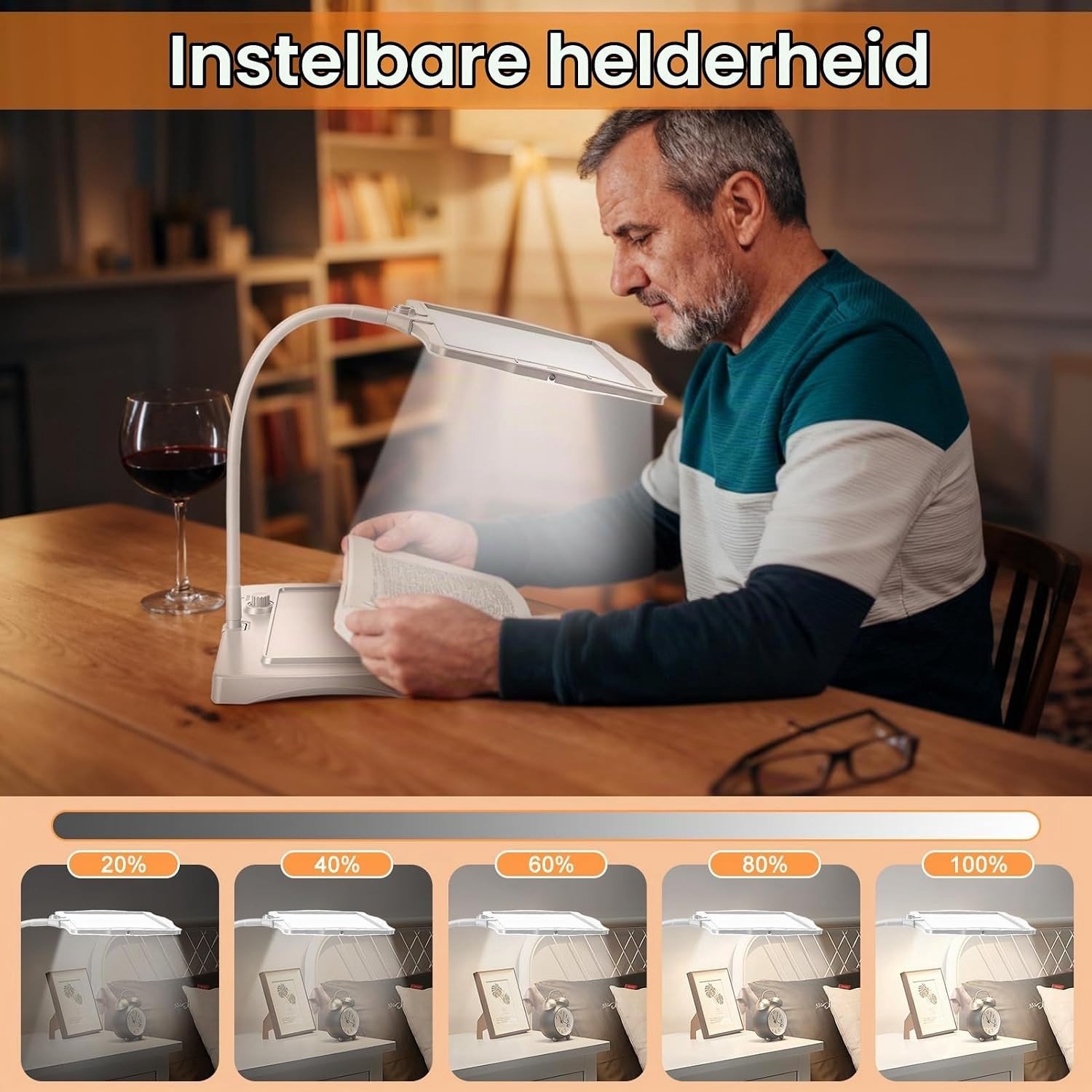Grote Loep met Licht en Standaard - Wit - Vergrootglas met 50 LED's en Instelbare Helderheid - Voor Lezen en Handwerk