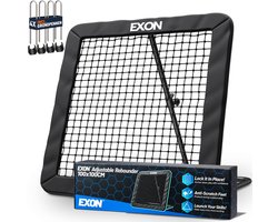 Exon® Verstelbare Rebounder XL- 100x100cm - Kickback - Tchouck - Inclusief Grondankers - Voetbal Bouncer - Voetbal Trainingsmateriaal - Zwart