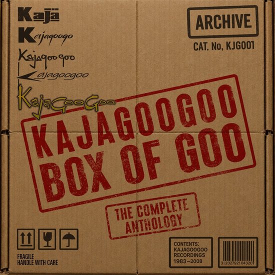 Kajagoogoo Box Of Goo: The Complete Anthology. Kartonnen doos met logo's en tekst.
