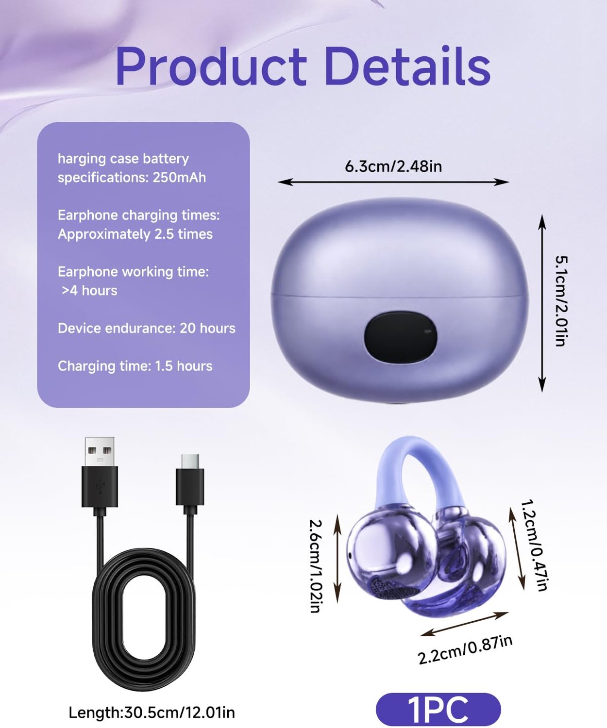 Draadloze Bluetooth-hoofdtelefoon - open ear - 60 uur speeltijd - ENC ruisonderdrukking - ShopVlot