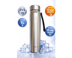 Tripleton® Luxe Thermosfles 1 Liter - RVS Isoleerfles Dubbel